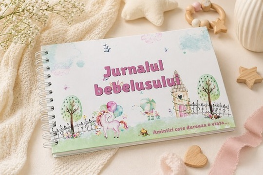 Jurnalul bebelusului, agenda de completat cu amintirile bebelusului din primul an de viata, 78 pagini, coperta roz - imagine 2