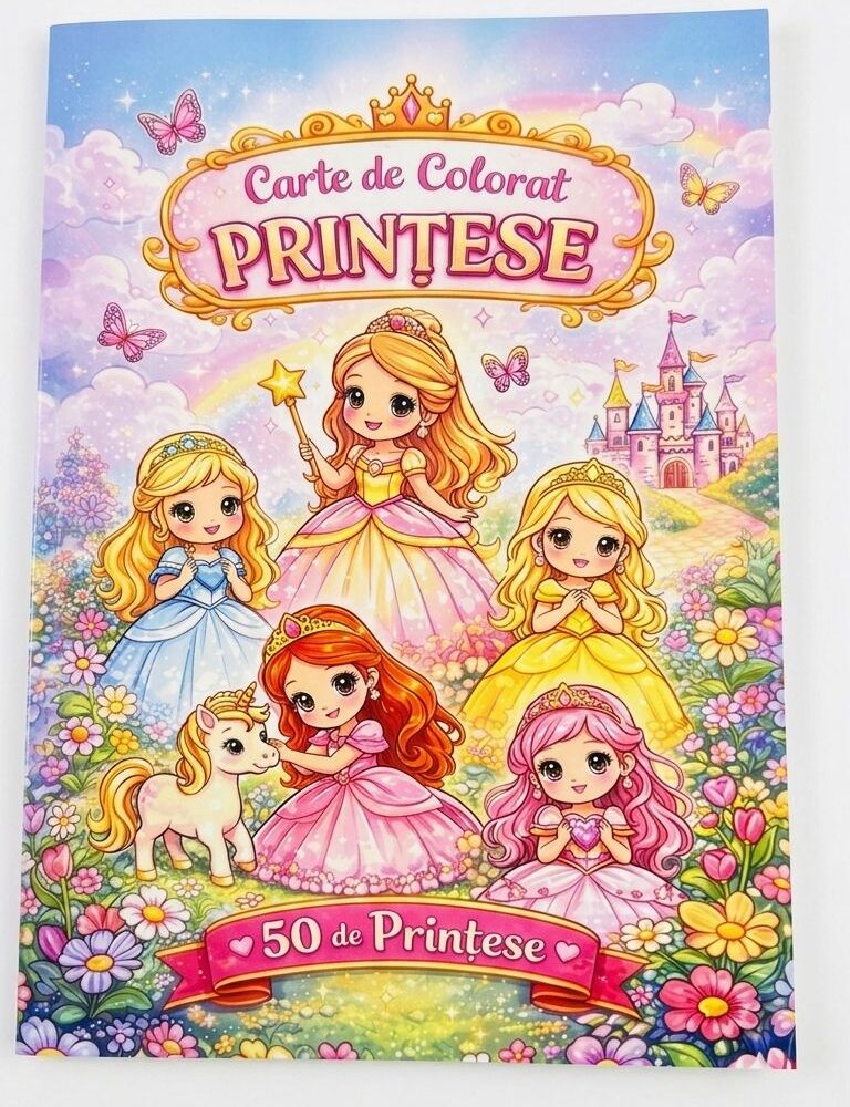 Carte de colorat Prințese 25 pagini, Format A4